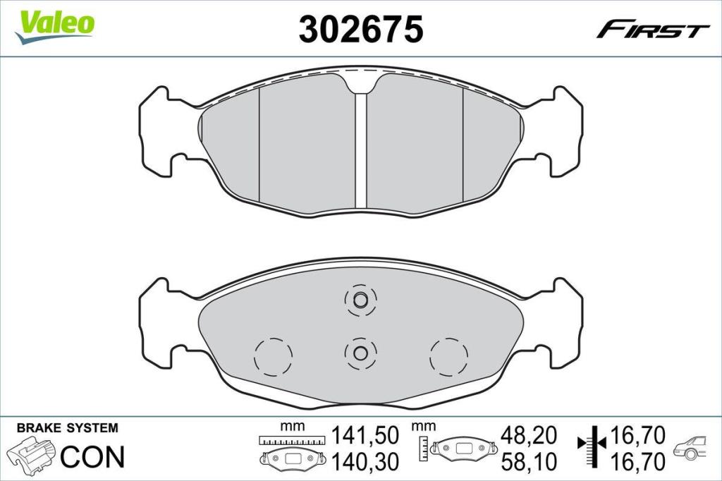 Jogo de 4 pastilhas de travão VALEO ref. 302675